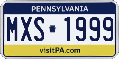 PA license plate MXS1999