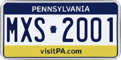 PA license plate MXS2001