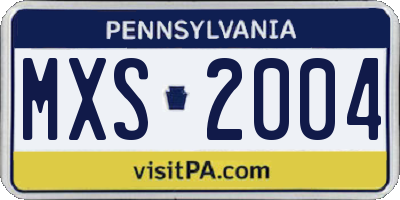 PA license plate MXS2004