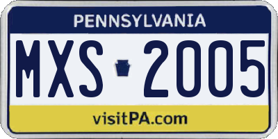 PA license plate MXS2005