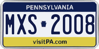 PA license plate MXS2008