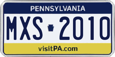PA license plate MXS2010