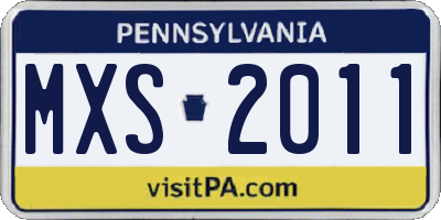 PA license plate MXS2011