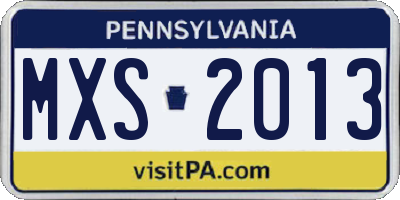 PA license plate MXS2013