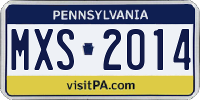 PA license plate MXS2014