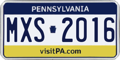 PA license plate MXS2016