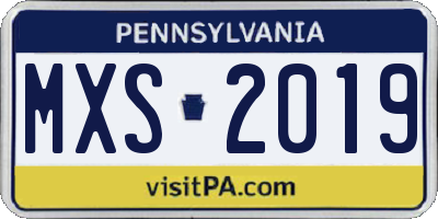 PA license plate MXS2019
