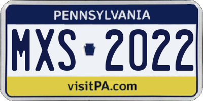 PA license plate MXS2022