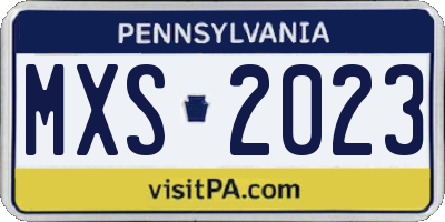 PA license plate MXS2023