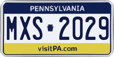 PA license plate MXS2029