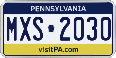 PA license plate MXS2030