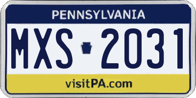 PA license plate MXS2031