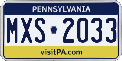PA license plate MXS2033