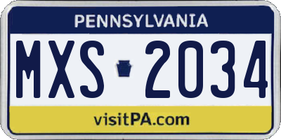 PA license plate MXS2034