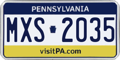 PA license plate MXS2035