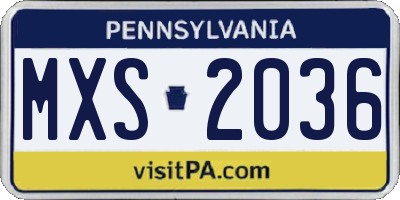 PA license plate MXS2036
