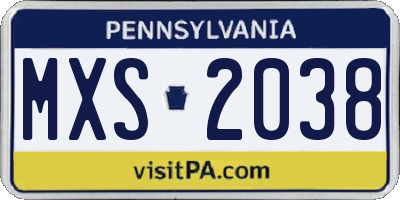 PA license plate MXS2038