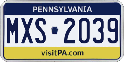 PA license plate MXS2039
