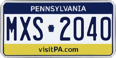 PA license plate MXS2040