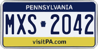 PA license plate MXS2042