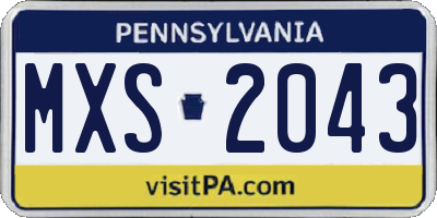 PA license plate MXS2043