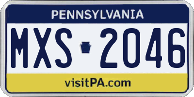 PA license plate MXS2046