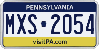 PA license plate MXS2054