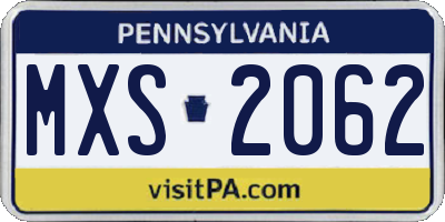 PA license plate MXS2062