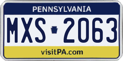PA license plate MXS2063