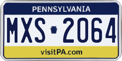 PA license plate MXS2064