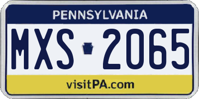 PA license plate MXS2065