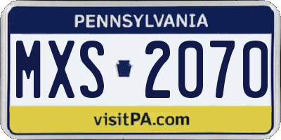 PA license plate MXS2070