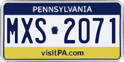PA license plate MXS2071