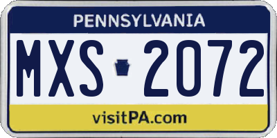 PA license plate MXS2072