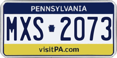 PA license plate MXS2073