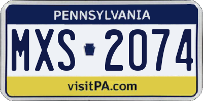 PA license plate MXS2074