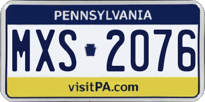 PA license plate MXS2076