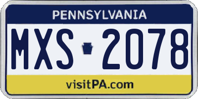 PA license plate MXS2078
