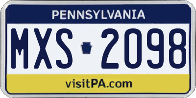 PA license plate MXS2098