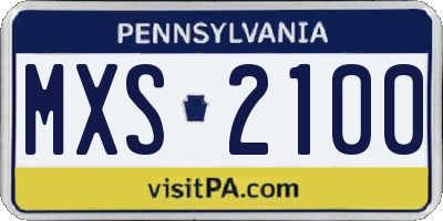PA license plate MXS2100