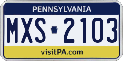PA license plate MXS2103