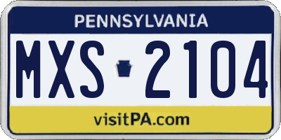 PA license plate MXS2104
