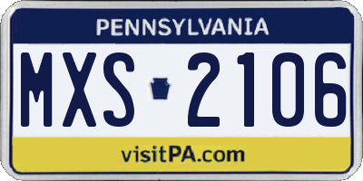 PA license plate MXS2106
