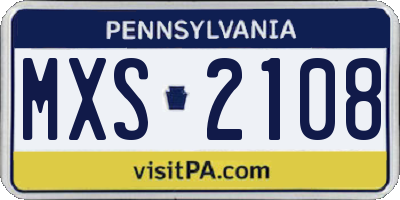PA license plate MXS2108