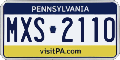PA license plate MXS2110