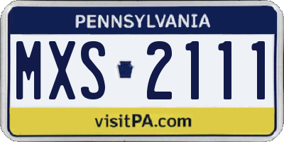 PA license plate MXS2111