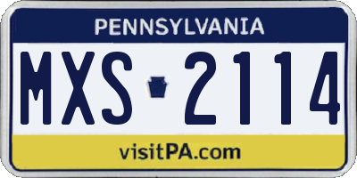 PA license plate MXS2114