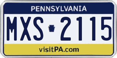 PA license plate MXS2115