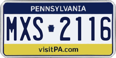 PA license plate MXS2116