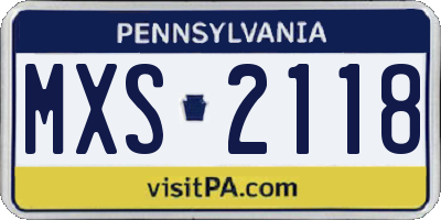 PA license plate MXS2118